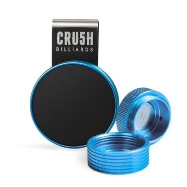 Imagem de Suporte magnético de giz com tampa e clipe de cinto – Suporte redondo de giz para taco de bilhar com ímã forte, estojo portátil de giz de sinuca para jogadores (azul)