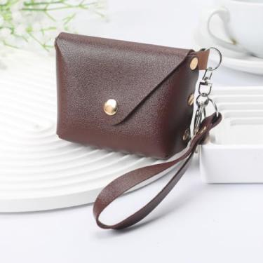 Imagem de Mini carteira feminina portátil: porta-moedas bonito de couro PU para moedas, dinheiro, chaves e batom, Bronze, Tendência