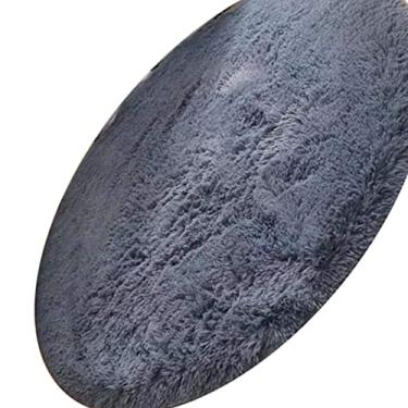 Imagem de Domary Tapete Redondo Felpudo de 80x80cm Macio de Pelúcia Estilo Nórdico Tapete de Fibra de Poliéster para Quarto de Casa, Tapete de Meditação de Ioga Super Macio e Confortável, Tapete (Cinza)