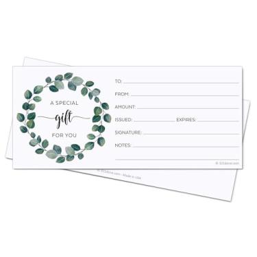Imagem de 321Done Vales de presente em branco, feitos nos EUA – 10 x 23 cm, design de guirlanda de vegetação, vouchers para férias, Natal, pequenas empresas, spa, salão de beleza – pacote com 24