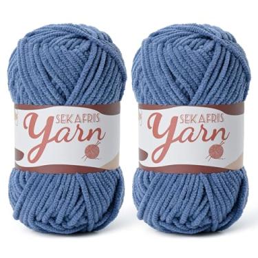 Imagem de Pacote com 2 fios de veludo fofo para crochê, cobertor de bebê macio para crochê, fios amigurumi de 100 g, fios de crochê de chenille de pelúcia, fio de quebra-cabeça para artesanato de tecelagem de