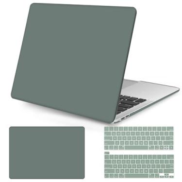 Imagem de Seorsok Compatível com MacBook Pro de 13 polegadas M2 2023,2022,2021-2016 A2338 M1 A2251 A2289 A2159 A1989 A1708 A1706, capa rígida de plástico e capa para teclado, verde meia-noite