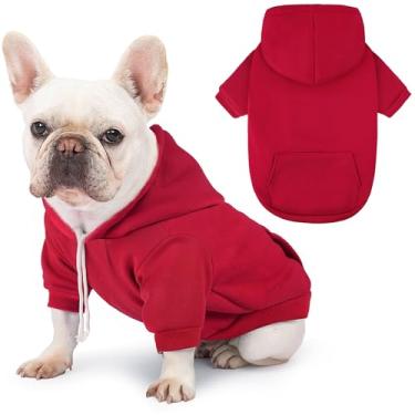 Imagem de Moletom com capuz básico para cães, xadrez, ultramacio, roupas de clima frio, para cães médios, grandes, tecido respirável, aconchegante, casaco quente e elegante com bolso para trela, jaqueta para