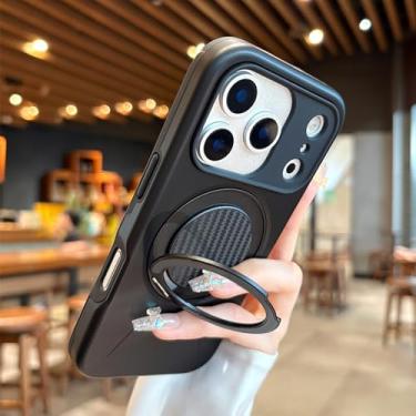 Imagem de JBJZYZZ Capa para iPhone 17 Pro com suporte [compatível com MagSafe], capa com suporte magnético giratório 360 à prova de choque, capa fina fosca para iPhone 17 Pro, preta