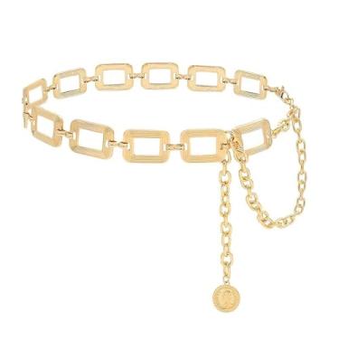 Imagem de Women Girls Gold Chunky Belly Link Chain Belt, Adjustable Multilayer Metal Waist Belt Trendy Fashion Body Jewelry for Dresses Jeans Trousers Pants