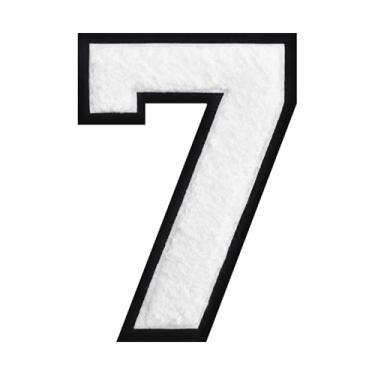 Imagem de Patch de número de chenille branco de 15 cm – aplique bordado grande universitário para jaquetas, camisas, moletons com capuz, bolsas e jeans – decoração de roupas DIY, uniforme de equipe e presente