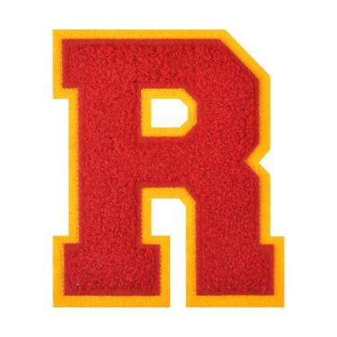 Imagem de 1 peça de patch de letra de chenille vermelho de 11,4 cm – Remendos do alfabeto para roupas, jaquetas, mochilas, chapéus para decoração personalizada, nome personalizado e artesanato. (R)