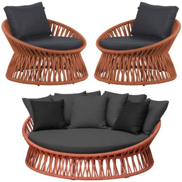 Imagem de Chaise área Externa Monza Alumínio Corda Náutica Trama Terra Cota