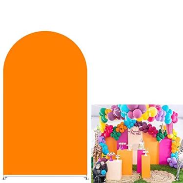Imagem de iydoda Laranja 3 x 6,15 m Capas de fundo de arco para festas painéis arqueados laranja sólido suporte toalha de mesa capa de aniversário banquetes festa bebê chá de noiva decoração banner
