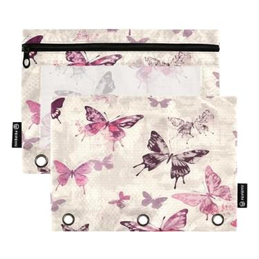 Imagem de Wassud Linda borboleta pacote com 2 pastas para fichário com 3 furos, pasta organizadora de arquivos para casa, escritório