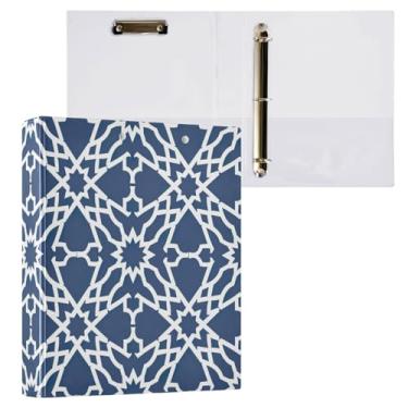 Imagem de Wassud Pasta de anel com textura azul marinho com clipe organizador de 3 anéis com fichário decorativo de bolso transparente A4 suporte de documentos para escritório, casa, 1 pacote