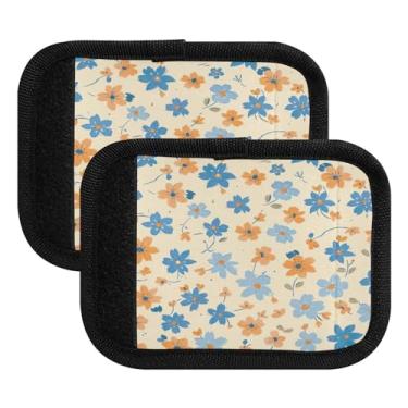 Imagem de Qilmy Embalagem com 2 identificadores de bagagem, fragmentos florais, estilo fresco, alças confortáveis, capas para carrinhos de bebê, mala de viagem, acessórios de viagem de avião1517