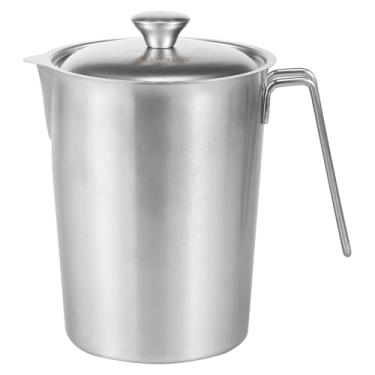 Imagem de ZFLYCANP Jarra para espumar leite de 1500/2000 ml, copos medidores de aço inoxidável com alça e borda de despejar, medidas precisas para café com leite, café latte, arte barista para assar e espumar
