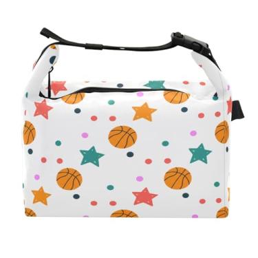 Imagem de STAYTOP Lancheira de basquete de desenho animado com fivela de alça, lancheira isolada para meninos e meninas, lancheira térmica para trabalho escolar