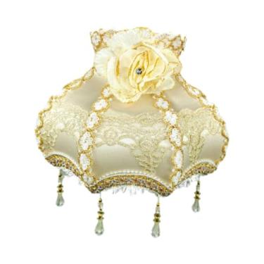Imagem de Gralara Abajur com Franjas E Renda de Miçangas, Ideal para Luminárias de Mesa, Pendentes E Ambientes Internos. Estilo Vintage, Perfeito para Sala de Estar, Amarelo, Tamanho real