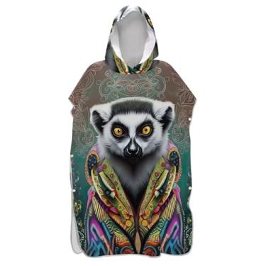 Imagem de TSENQUE Lindo poncho de surf animal colorido para adultos trocador de roupa de praia com capuz toalha de banho absorvente ponchos de praia para homens