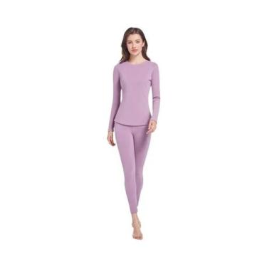 Imagem de Conjunto De Roupa Térmica Feminina De 2 Peças Para Outono Inverno Quen