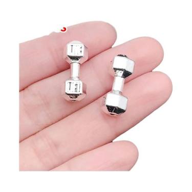 Imagem de Pingentes De Disco De Halteres De Fitness Em Prata, 10 a 32 Peças, Bri