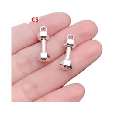 Imagem de Pingentes De Disco De Halteres De Fitness Em Prata, 10 a 32 Peças, Bri