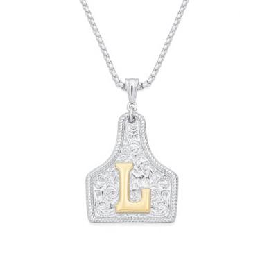 Imagem de MIFYNN Colar com etiqueta de vaca dourada/prata com inicial para mulheres/homens, letra ocidental, fivela de cinto, cowgirl, caubói, hippie, joia de presente, Large, Latão, Sem Pedra Preciosa