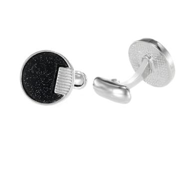 Imagem de Abotoaduras coloridas de concha design céu estrelado abotoaduras elegantes para homens mulheres acessórios ternos e camisas de negócios, one size, Metal, Sem Pedra Preciosa