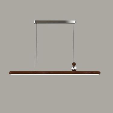 Imagem de Luminária pendente longa preta, luminária linear de metal com cúpula de acrílico, luminária de suspensão ultrafina para sala de jantar, lustre LED moderno - 45W - 3 modos de cor, luminárias