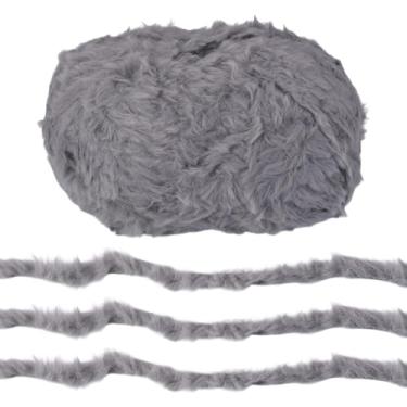 Imagem de 60 m/novelo 13 mm fio de poliéster imitação de pele de vison para crochê faça você mesmo, casaco macio, cachecol, tecido, costura, suéter, bolsa, almofada, confecção de tricô, artesanato, cinza