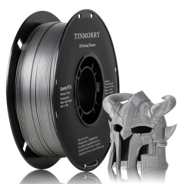 Imagem de TINMORRY Filamento PETG Sparkly 1.75, filamento de impressora 3D PETG rápido, compatível com impressora 3D Bambu FDM, carretel de 1 kg, prata brilhante