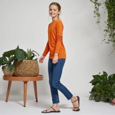 Imagem de Camiseta Infantil Manga Longa Básica Algodão Menino Menina - 16 - Branco-Unissex