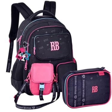 Imagem de Kit Material Escolar Rebecca Bonbon Mochila de Costas e Estojo Grande 