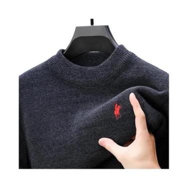 Imagem de Suéter De Luxo De Marca Para Homens, Pulôver De Veludo Com Gola O E Bo