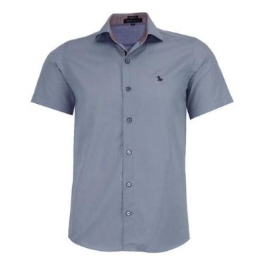 Imagem de Camisa Social Amil Masculina Manga Curta Tecido Misto 1741, Cinza médi
