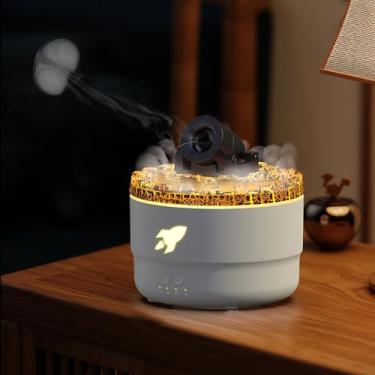 Imagem de Umidificadores difusores de aromaterapia, umidificadores criativos de anéis de fumaça com luz LED colorida, difusor de óleo essencial de névoa fria ultra silencioso para quarto, casa e escritório