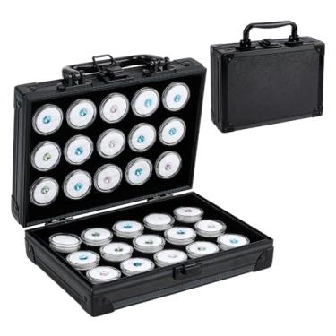 Imagem de PH PandaHall Caixa de exibição de pedras preciosas com 30 peças, caixa de exibição de diamante, caixa de coleção de cristal, recipiente de armazenamento de joias, frascos brancos de 3 cm com espuma