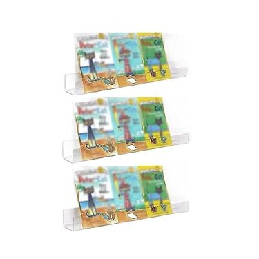 Imagem de Suporte de revista de prateleira de acrílico transparente montado na parede, prateleira de exibição de arquivo de brochura de literatura para organização de escritório e casa (cor: 3 pacotes, tamanho