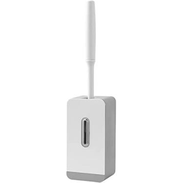 Imagem de Escova de vaso sanitário, cabo longo, conjunto de escovas de vaso sanitário de silicone para montagem na parede, sem canto morto, suporte de escova de banheiro (B) (A)