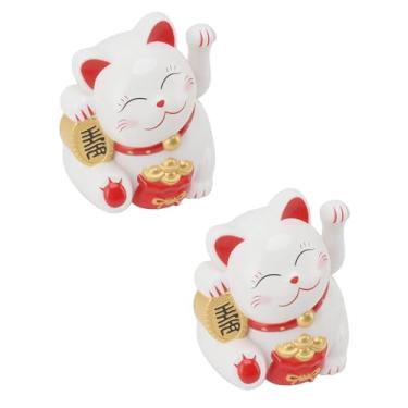 Imagem de MAVIS LAVEN 2 Peças Gato da Sorte Acenando Braço, Pequeno Decorativo Elétrico de Boas-Vindas e Boa Sorte 14cm, Com Olhos Sorridentes para Abertura de Loja, Balcão de Caixa, Entrada, Sala de