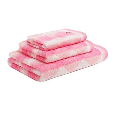 Imagem de U5GAAALPPQ9 Conjunto de toalhas de mão toalhas de banho toalhas de mão algodão macio altamente absorvente sem desbotamento esportes academia piscina (pacote com 3) secagem rápida (cor: azul) (rosa)