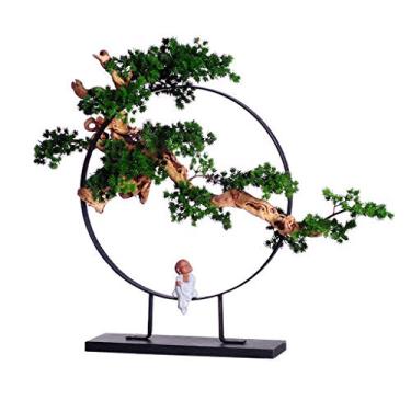 Imagem de SLGGPJBU Plantas falsas/plantas falsas árvore de bonsai artificial - decoração de plantas falsas, plantas artificiais de casa em vaso, planta bonsai de pinheiro japonês, para decoração, plantas