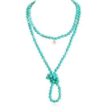 Imagem de Firstmeet Colar de contas de contas longas com nó de corda versátil 152 cm joia de fantasia feminina, Pedra, Sem Pedra Preciosa