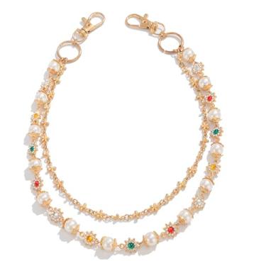 Imagem de NREDXOON Corrente de carteira para calças douradas - camadas Y2K com pingentes de pérola para mulheres - Jeans estético gótico e corrente de bolso (ouro)