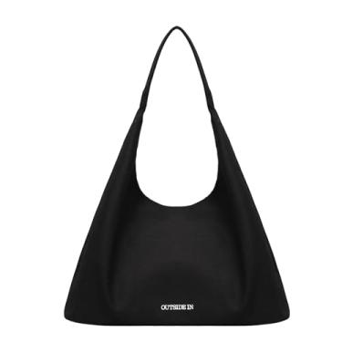 Imagem de Arkefi Bolsa feminina casual de lona bolsa de ombro de grande capacidade para trabalho, compras, férias, Preto, Medium