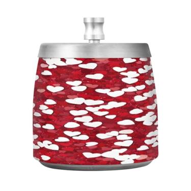 Imagem de STAYTOP Cinzeiro de coração com tampa para Dia dos Namorados, aço inoxidável à prova de vento, sem fumaça, cinzeiro grande para uso ao ar livre para decoração de escritório em casa