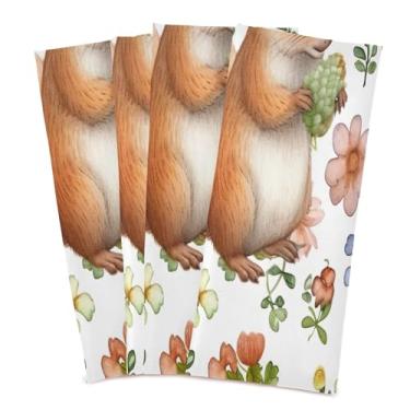 Imagem de Wassud Toalhas de cozinha esquilo fofas toalhas de prato de cozinha pacote com 4 panos de prato macios com laço para pendurar toalha de mão super absorvente de secagem rápida toalhas de chá de mesa