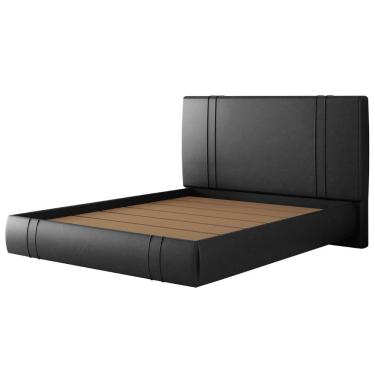 Imagem de Cama Queen Flutuante Com Cabeceira 160cm Lyra Sintético Preto S05 - Mpozenato