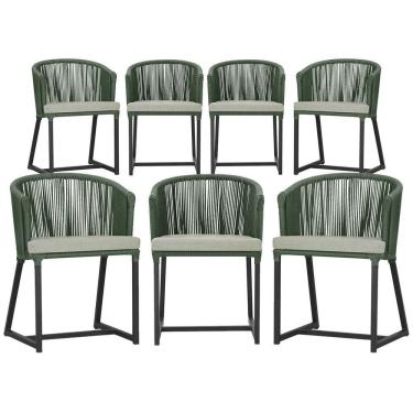 Imagem de 7 Cadeiras De Jantar área Noronha Preta E3 Trama  Verde