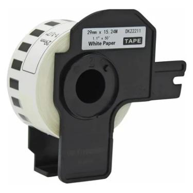 Imagem de Rolo De Etiqueta Termica Compativel Brother Dk22211 29mmx15,24mts Continua Preto/branco