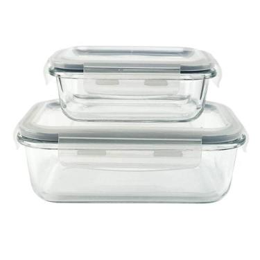 Imagem de Kit 2 Potes Marmitas De Vidro Hermético Vedação - Wincy
