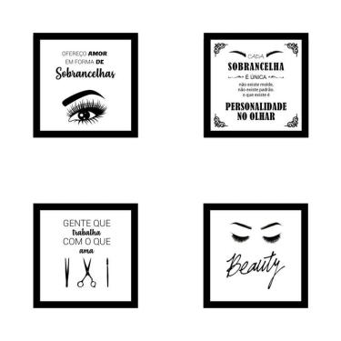 Imagem de Kit 4 Quadros Decorativos Em Mdf Designer De Sobrancelhas 01