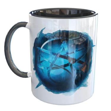 Imagem de Caneca Porcelana Ateu Simbolo Atomo Ateista - Pense Canecas, Preto